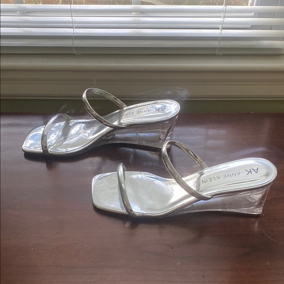 Anne Klein Silver Wedges with Chic Straps - Picture 3 of 6